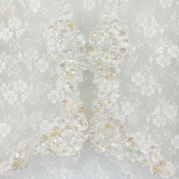 Victorias Secret VS VTG Gold Label Fairycore Sequin Floral Lace Top Size S Cream - Picture 2 of 6